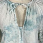 Anthropologie X-Small Top Tie-Dye Floral Embroidered Keyhole V-Neck Eyelet Lace Photo 1