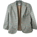 Ann Taylor Loft Women's Striped Blazer Size 10 Multicolor Long Sleeve Jacket Photo 0