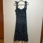 o.p.t. Toile De Jouy Midi Dress Ruffle Tie Straps Black Floral Size Large Photo 8