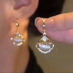 New Luxury Zircon Water Drop Earrings for Women Korean Fashion Rhineston Gold Photo 14