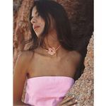 Free People Baby Flower Cord Choker Pink NWT Necklace Stone Bohemian Retro 70s Photo 7