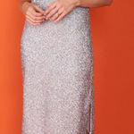 Rhode Stella Maxi Dress Silver Metallic Gown Slit Size XS Photo 0