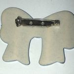Vintage Blue & White Striped Bow Brooch Shoulder Pin Photo 4