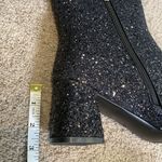 Women’s Black Glitter Covered Chunky Heeled Party Boots with Zipper Size 11 Photo 8