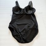 Lands End Black White Red Stripes Ribbed Underwire One Piece Swimsuit Size 12 Photo 3