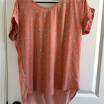 Pleione  Coral Polka Dot Short Sleeve Top Photo 0