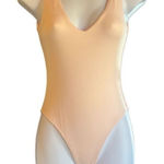 Showpo Baby Pink Deep V Snap Closure Cheeky Bodysuit Sz 2 Balletcore Lagenlook Pink Photo 0