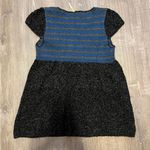 Free People  Wool Blend Top Short Sleeve Womens M Blue Black Gray Stripes Boho Photo 6