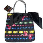 Brighton new ๐งท Take a Beau Printed Tote with Bow ๐งท Black Shiny Nylon ๐งท Read Photo 14