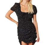 Cotton Candy LA  Peasant Cinched Dress Size‎ S Small Fairy Polka Dot Ruched Mini Photo 0