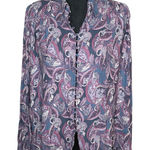 Free People Modern Muse Paisley Button Front Boho Blouse Trumpet Sleeves Medium Photo 0