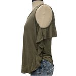 Fever Flutter Sleeve Bohemian Olive Green Tank Top Women Size Medium Minimalist Photo 2