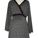 Motherhood Maternity Top Womens XL 16 18 Black White Print Colorblock Tie Waist Photo 0