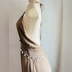 Earthbound Trading Co halter neck, gathered waist, harem leg jumpsuit, olive S Photo 3