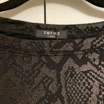 Terez  Women’s Snakeskin Print Black Cropped Sweatshirt Photo 1