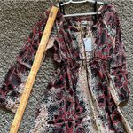 Three Eighty Two Sheer Flowy Snake Skin Print Dress with long sleeves Brown Size M Photo 6