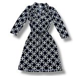 Merona  Geometric Links Collared Tie Waist Shirt Dress Blue White Small Photo 11