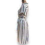 Ann Taylor Black and White Dress Button Down Short Sleeve MIDI Dress Size 4 Tall Photo 3