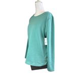 Croft & Barrow Women's  Sweatshirt Size S Teal Button Detail Long Sleeve NWT Photo 10