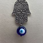 Boutique Lucky Hamsa and evil eye pendant necklace 18” boho festival. Photo 3