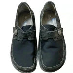 Alegria Algeria Den-435W Brenna embossed shoes flat black women slip on leather 38 (7.5) Photo 1