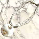 White abalone seed bead pendant necklace Photo 1