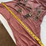 Monroe & Main blouse short sleeves peacock feathers print shark bite size large Photo 3