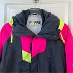 Roffe Vintage Skiwear Jacket 80s/90s Neon Color Block Black Pink Large Photo 1