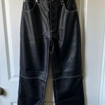 Free People Black Pleather Straight Leg Pant Photo 0