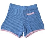 ZARA  Women's Small Knit Lounge Set Blue Pink Trim Short Sleeve Button Top Shorts Photo 10