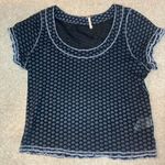 Free People Sheer Mesh Garner Floral Baby Tee Size Large Black Photo 3