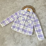 Avec Les Filles Plaid Faux Fur Shearling Teddy Trucker Jacket Lined Chic Purple Photo 4