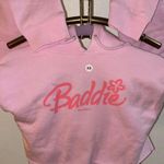 Superfresh Cropped Pink Baddie Barbie Hoodie Photo 0