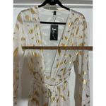 Miss Ord White Gold Foil Maxi Dress Long Large Sheer Evening Gown V Photo 10