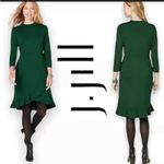 J. Jill Deep Green Long Sleeve Dress Ponte Knit Ruffle Dress Balsam Large Tall Size undefined Photo 2