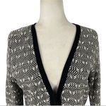 Nanette Lepore Knit Cotton Black White Cardigan with Tassels Fringe Hem Medium Photo 1