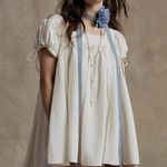 Free People  Spring Summer Picnic Flower Necklace in Blue Gingham Country Dainty Photo 9