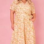Ivy City Co faux wrap Lyra Midi Dress Yellow Floral Print Cottagecore size 2 Photo 13