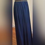 Jonathan Logan Blue Turtle Neck Maxi Dress Comes With Gold Belt.Zip In Back Sz S Photo 6
