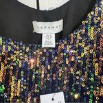 Topshop  Black Mini Dress Green Blue Gold Mermaid Sequin Sleeveless Size US 8 NWT Photo 9