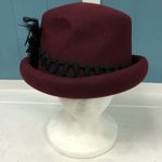 Charter Club Vintage  100% wool burgundy‎ hat with flower feathers Photo 3