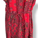 Vintage 1990s Red Paisley Patchwork Maxi Dress Plus Size Boho Hippie Festival Pink Photo 6