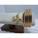 Gold Bracelet Bundle | Snake Coil + Coin Charm Chain Set Photo 2