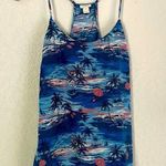 J.Crew Blue Palm Tree Halter Silky Tank Top Camisole Tropical Vacation Babydoll Photo 0
