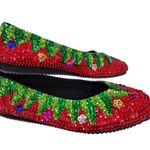 NWOT Charlie England City Sequined Holiday Flats Red/Green Ruby Slippers 9 Red Photo 3