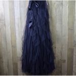 Teeze Me  Size 7/8 Embroidered Sleeveless Tulle Lined Formal Long Dress Navy Blue Photo 4