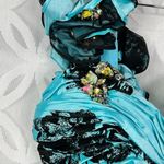 Mac Duggal  Prom‎ Y2K Aqua Black Lace Mermaid Dress 80102M NWT Photo 4