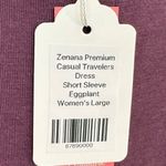 Zenana Outfitters New Casual Travelers Dress Women's Size L Flare Short Sleeve Eggplant Photo 5