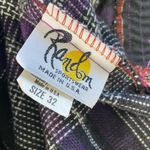 VINTAGE 90s Wool Plaid Midi Flare Skirt Black Size L Photo 4