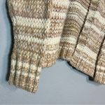 American Eagle  Outfitters Cardigan Sweater Tan Cream Striped Chunky Knit Medium Photo 4